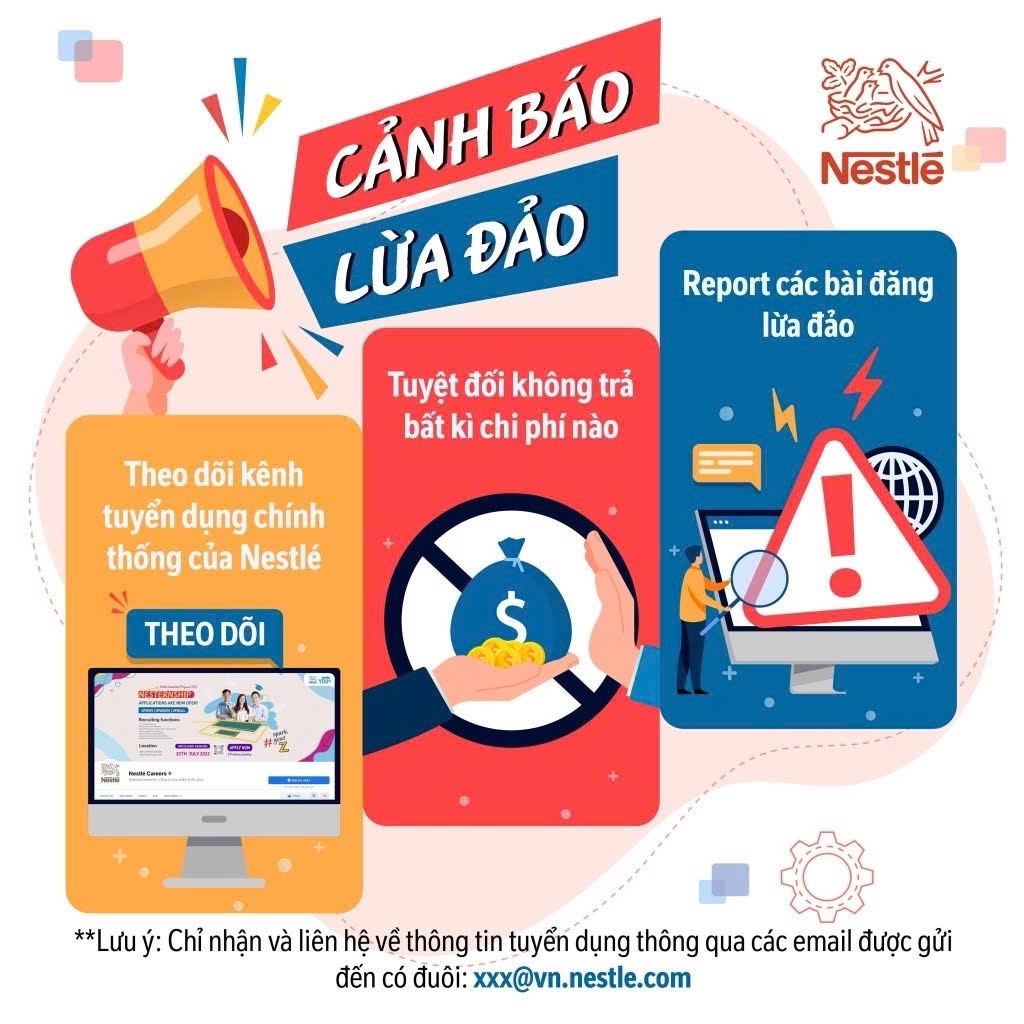 Nestlé Việt Nam cảnh báo tình trạng lừa đảo tuyển dụng mạo danh